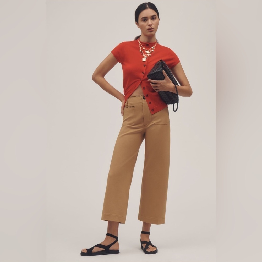 Anthropologie The Colette Whipstitch Crop Wide-Leg Pants Size 26 NWT